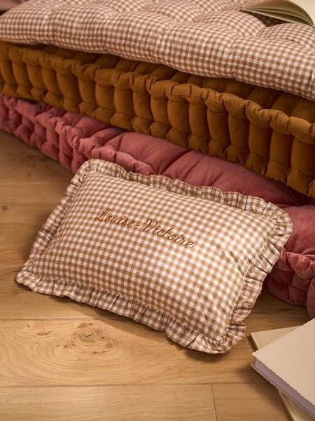 Vertbaudet - Coussin vichy personnalisable moka
