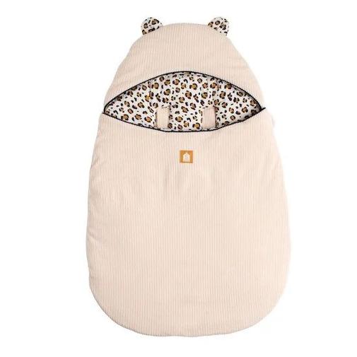 Sauthon - Nid d'ange bébé 5 attaches en velours côtelé et gaze de coton Léopard