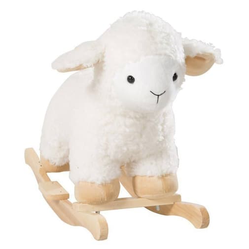 Roba - ROBA Agneau à Bascule en Bois et Peluche Douce avec Poignées - Aide à Maîtriser l'Équilibre - dès 18 Mois - Blanc blanc - Roba