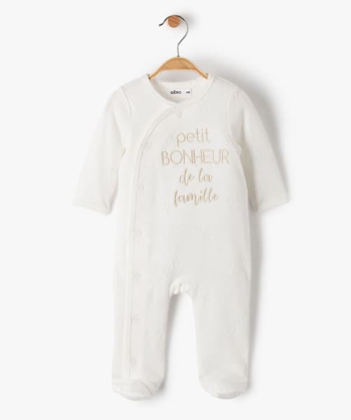 GEMO 4G BEBE - Pyjama en velours ouverture devant avec message  bébé