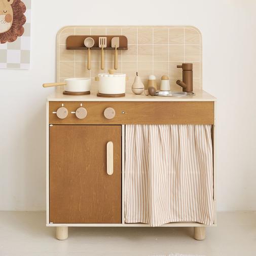 Petite Amélie - Petite Amélie cuisine en bois enfant | matériaux contreplaqué | beige marron et noyer | 12 accessoires inclus | design durable et naturel