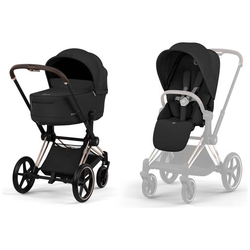 Cybex - Duo PRIAM 2026 Poussette tout-terrain avec nacelle pliable et Châssis Rose Gold Sepia Black