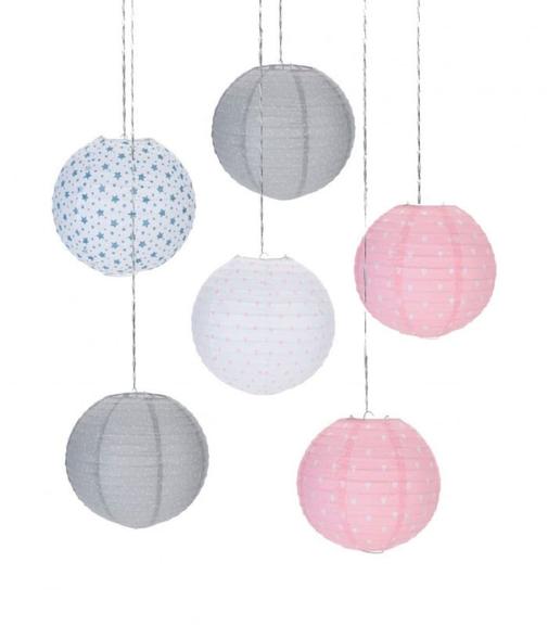 Wadiga - Set de 6 abat-jours suspensions lanternes chambre enfant en papier