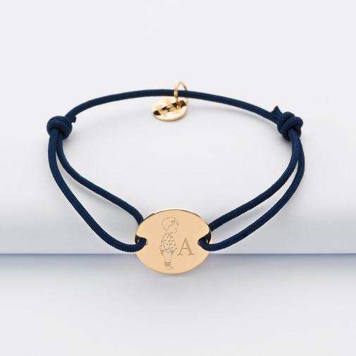 HappyBulle - Bracelet enfant personnalisé initiale médaille gravée plaqué or 2 trous 15 mm - HappyBulle x Marie Savart