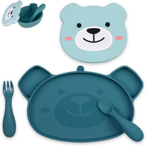 Tum Tum - Set repas en silicone Ourson Bleu (4 pièces)