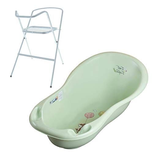 Mon Mobilier Design - Baignoire bébé avec thermomètre Vert Forest 86 cm + pied