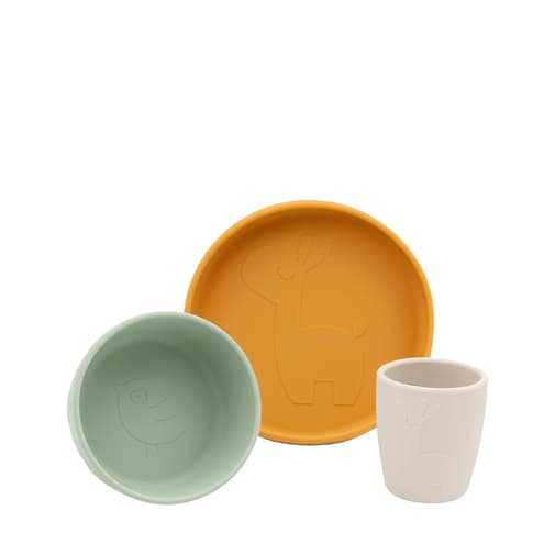 Done By Deer - Stick and Stay Dinner Set - Lalee Green Mustard Sand