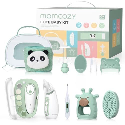 momcozy - Momcozy Elite Baby Kit,Cadeau de Qualité Supérieure pour Les Toilettage,Santé et Nettoyage de Bébé,Idéal pour Baby Shower&Liste de Naissance,Include Lime à Ongles&Aspirateur Nasal Électrique, etc, Sac