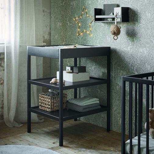 Petite Amélie - Petite Amélie Table à langer Hêtre | Bois massif et MDF | Noire | 76,4x56,4x95,4 cm