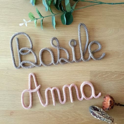 MapetitecocoBoutique - Prénom tricotin /prénom personnalisé / fil de fer