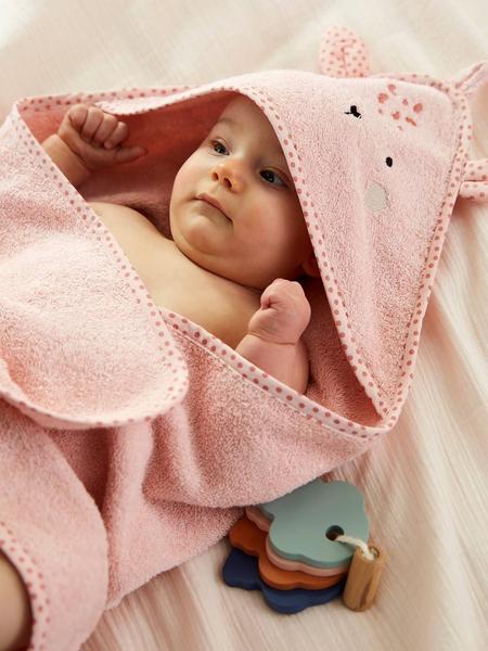 Vertbaudet - Cape de bain à capuche brodée animaux rose