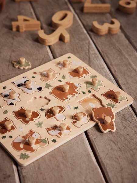 Vertbaudet - Puzzle boutons GREEN FOREST en bois FSC® multicolore - Vertbaudet