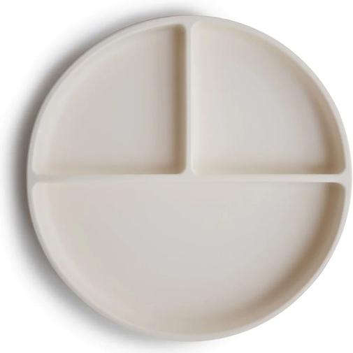 Mushie - Assiette à compartiments en silicone avec ventouse Ivory