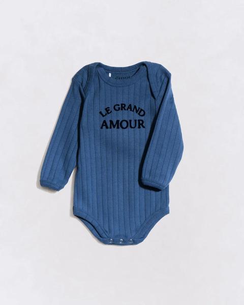 émoi émoi - Le body Le grand amour en coton bio - bleu
