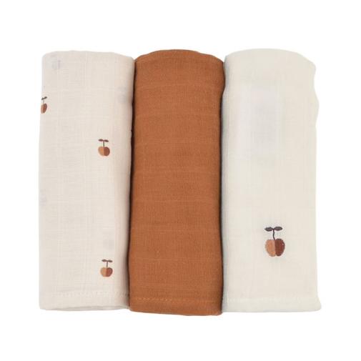 Little Crevette - Lot De 3 Langes Gaze De Coton Bio Sable