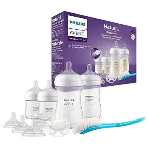 Philips - Philips Avent Kit biberons pour nouveau-né – 4 biberons, 2 tétines, sucette ultra-douce et goupillon, pour les bébés âgés de 0 à 12 mois (modèle SCD838/13)