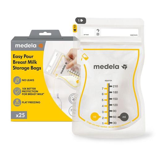 Medela - Sachets de conservation pour lait maternel à versement facile 210ml - 25pcs - Transparent