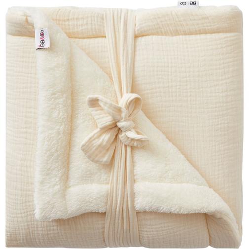 Bb&Co - Couverture polaire double gaze de coton Mousse de lait (70 x 100 cm)