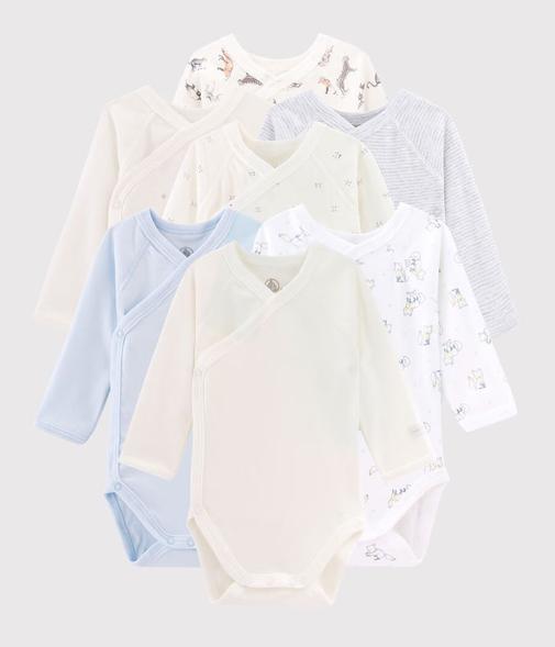 Petit Bateau - Lot surprise de 7 bodies naissance manches longues bébé