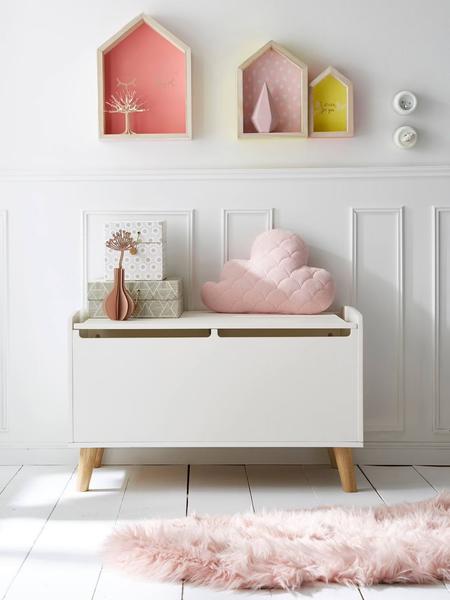 Vertbaudet - Coffre à jouets LIGNE CONFETTI blanc / bois