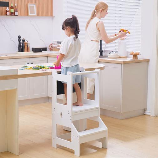 Homcom - Tour d'observation enfant 3 en 1 sûr et sécurisé mdf blanc