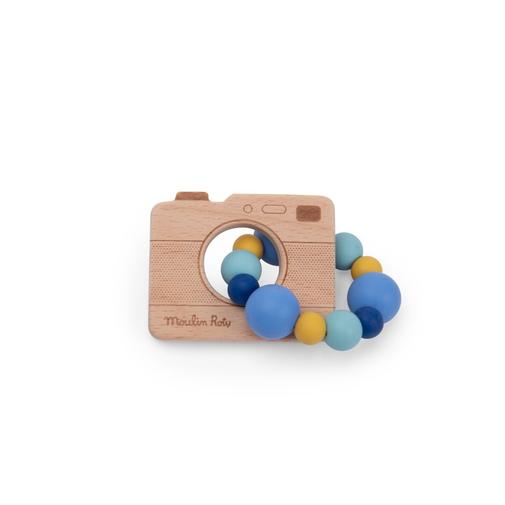 Moulin Roty - Hochet anneau de dentition bois et silicone appareil photo