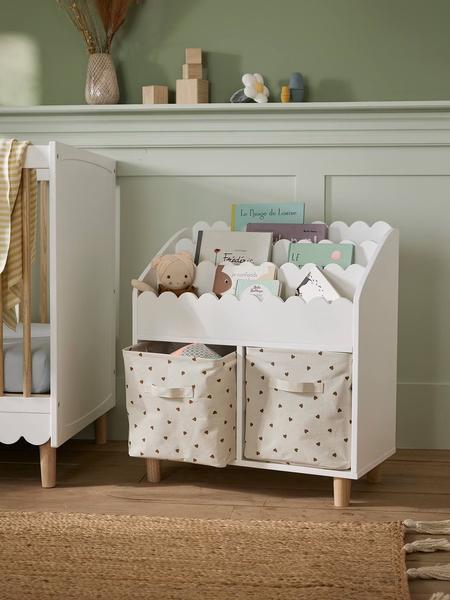 Vertbaudet - Lot de 2 bacs de rangement blanc imprimé