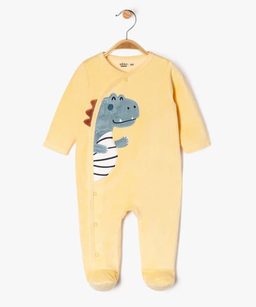 GEMO 4G BEBE - Pyjama en velours ouverture devant à motif dinosaure bébé garçon