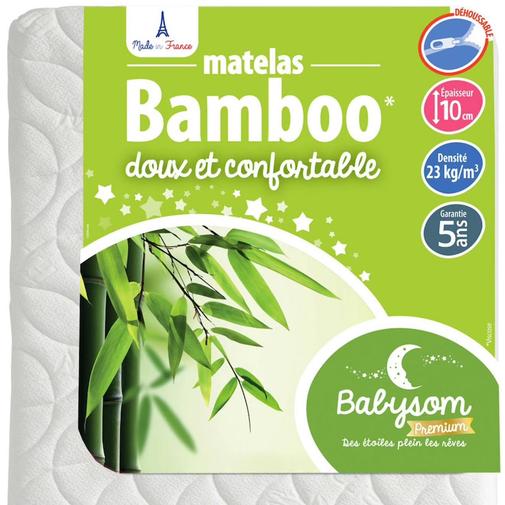 babysom - Matelas Bébé Bamboo Déhoussable Blanc