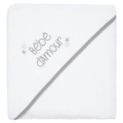 Babycalin - Cape de bain 100x100 cm bébé d'amour - cape de bain bébé moelleuse 100% coton