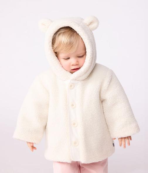 Petit Bateau - Manteau à capuche bébé ouatiné en sherpa
