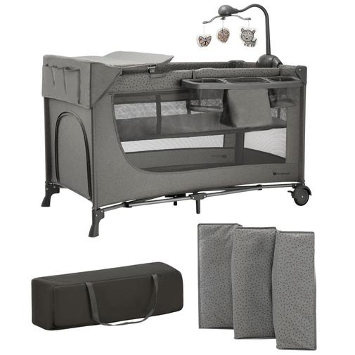 Kinderkraft - Lit parapluie 3 en 1 Joy 2 avec accessoires Dark Grey