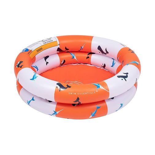 Swim Essentials - Piscine bébé à 2 anneaux rouge imprimé baleine 60 x 60 x 15 cm - Rouge