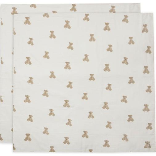 Jollein - Lot de 2 maxi langes en coton ours Teddy Bear (115 x 115 cm)