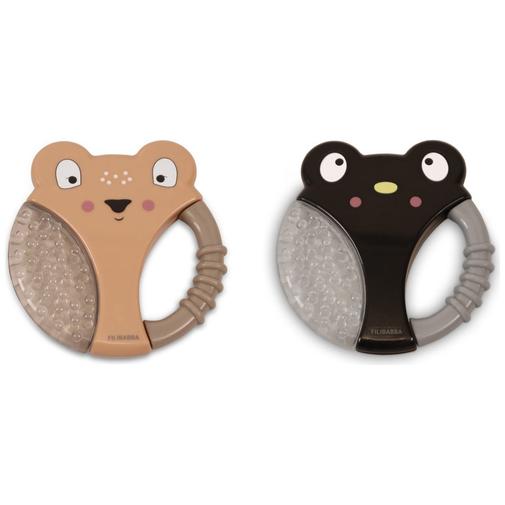 Filibabba - Lot de 2 anneaux de dentition animaux beige et noir