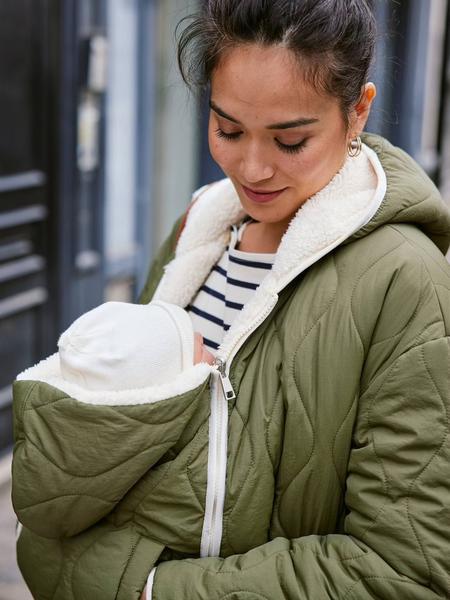 Envie De Fraise - Doudoune grossesse évolutive protège bébé kaki