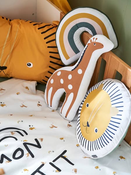 Vertbaudet - Lot de 3 coussins animaux TANZANIE miel - Vertbaudet