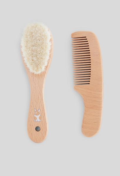 Bout'Chou - Set brosse et peigne en bois naturel pour bébé