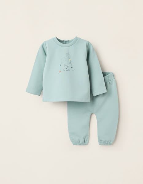 Zippy - Sweatshirt + pantalon grattés vert clair - Zippy