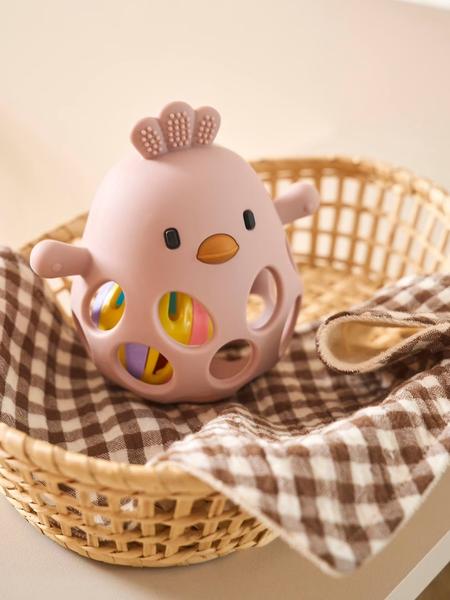 Vertbaudet - Hochet poussin en silicone rose