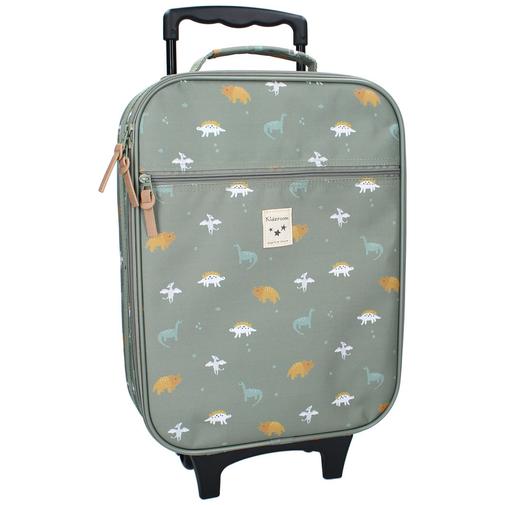 Kidzroom - Valise à roulettes enfant Dinosaures vert