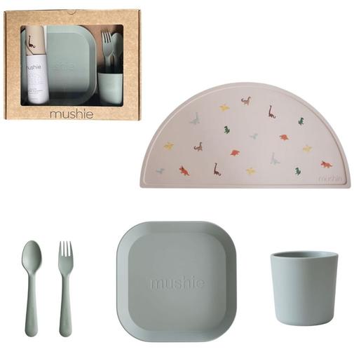 Mushie - Coffret repas en silicone Sage (5 pièces)