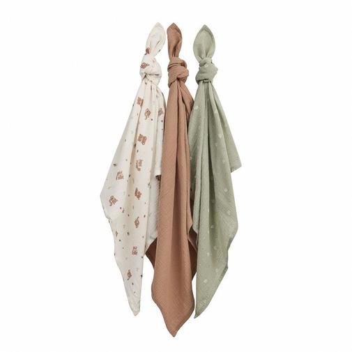Prémaman - Lot de 3 langes en gaze de coton Roi des Forêts - Multicolore
