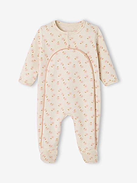 Vertbaudet - Pyjama bébé fille naissance en molleton écru