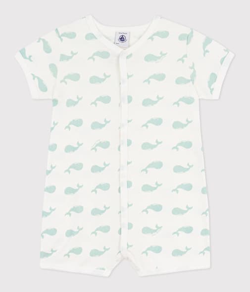Petit Bateau - Combinaison courte bébé en coton imprimé baleine