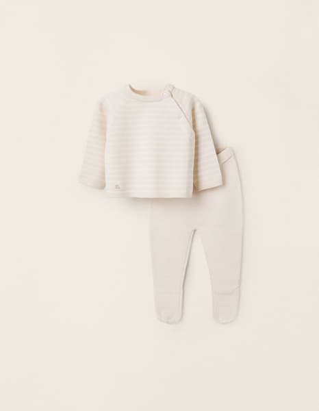 Zippy - Ensemble en maille à rayures gris clair - Zippy