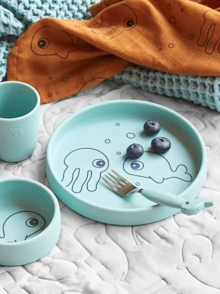 Done by Deer - Coffret repas 3 pièces DONE BY DEER Sea Friends en silicone bleu - Done by Deer