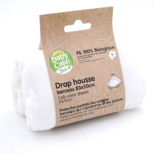 Babycalin - Drap housse berceau jersey bio 50x83 cm Blanc