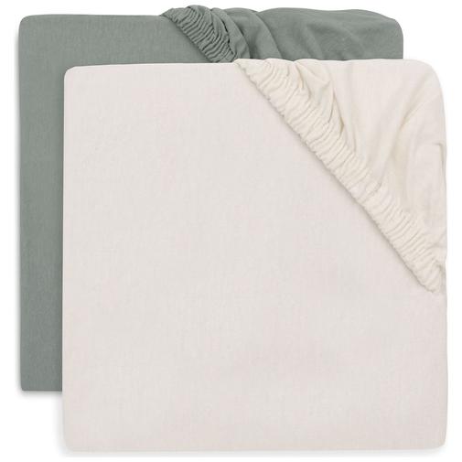 Jollein - Lot de 2 draps housses en jersey Sea Green-Ivory (70 x 140 cm)
