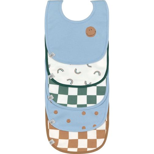 Lassig - Lot de 5 bavoirs éponge Happy Rascals Smile bleu ciel